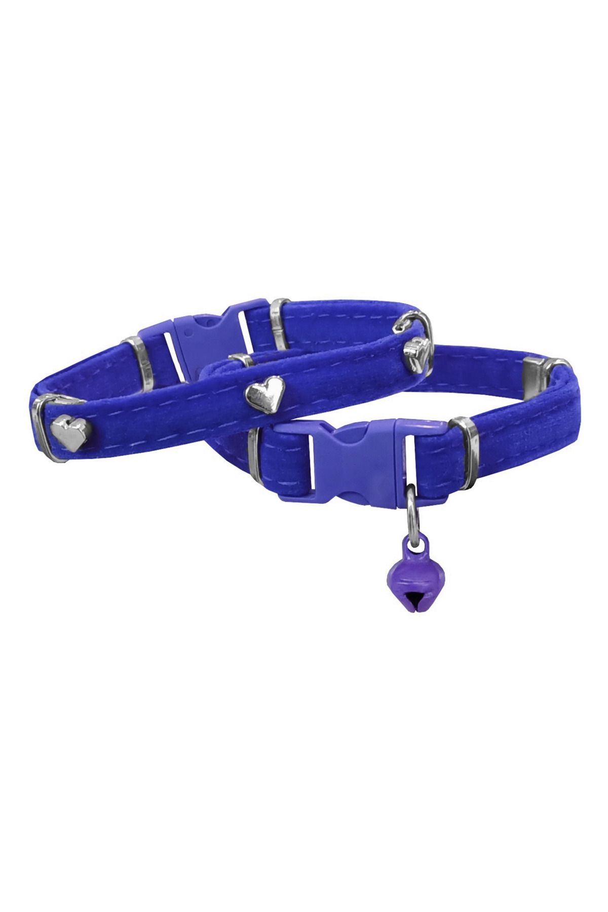 OEM Kadife Kedi Boyun Tasması Kalpli 20-32 cm Mavi