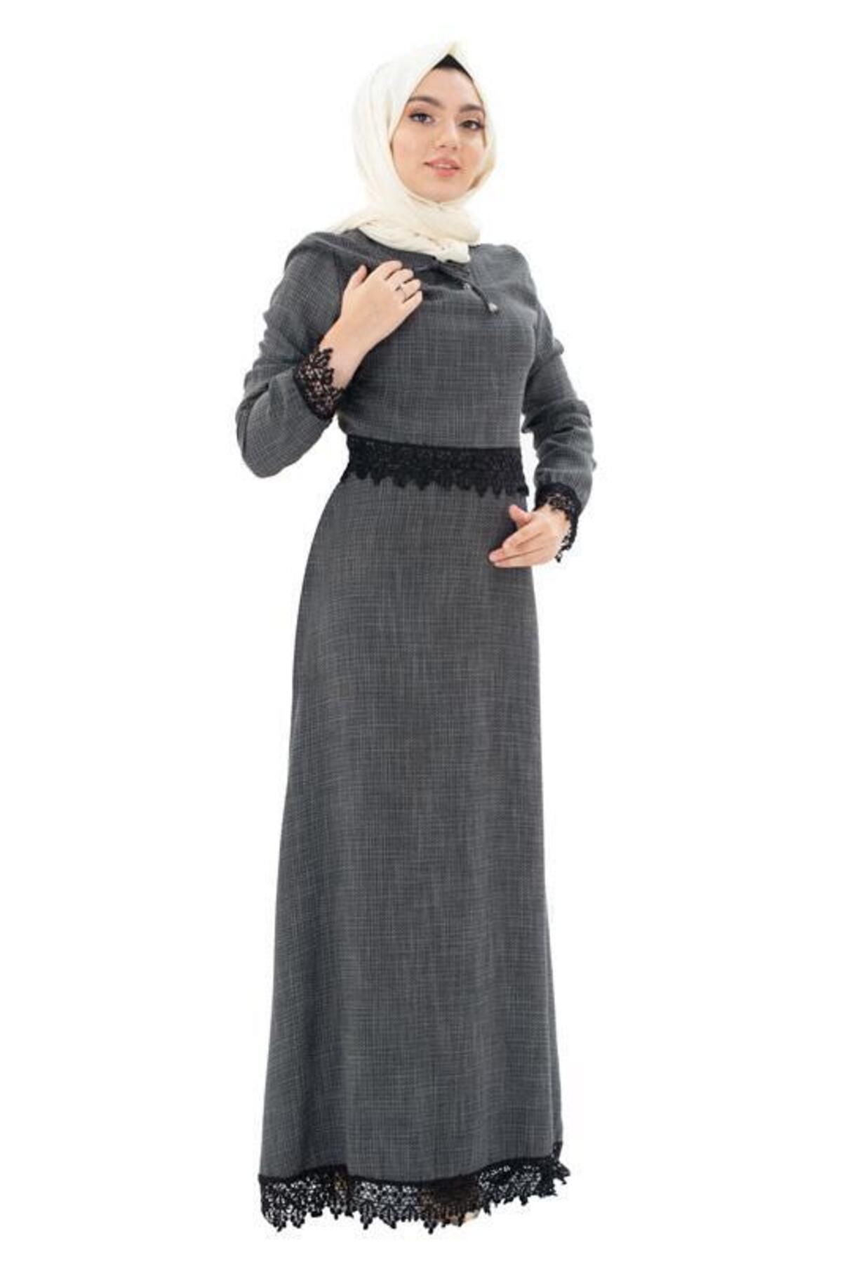 COXO Fashion`S Moda Çizgi Hijab Dress