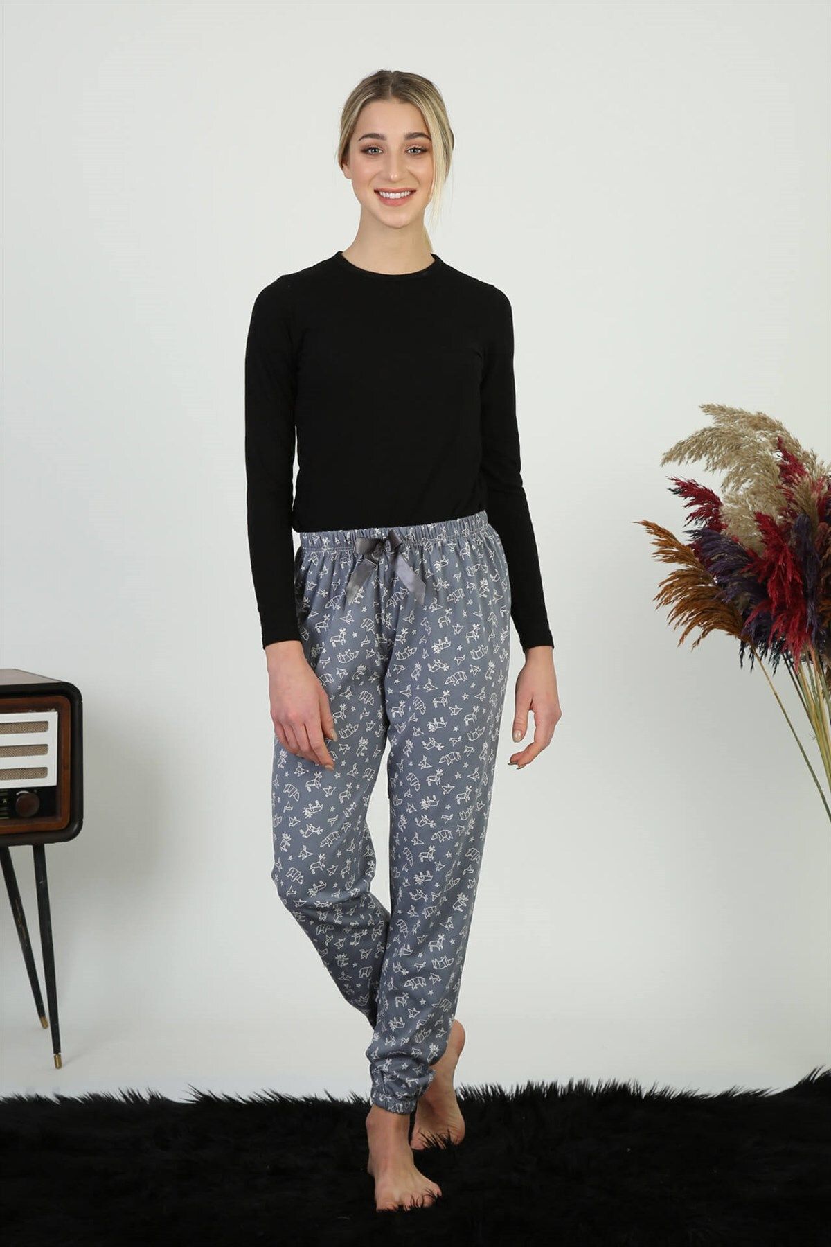 COXO Fashion`S Moda Çizgi Women's 100% Cotton Combed Single Bottom Pajamas 27292