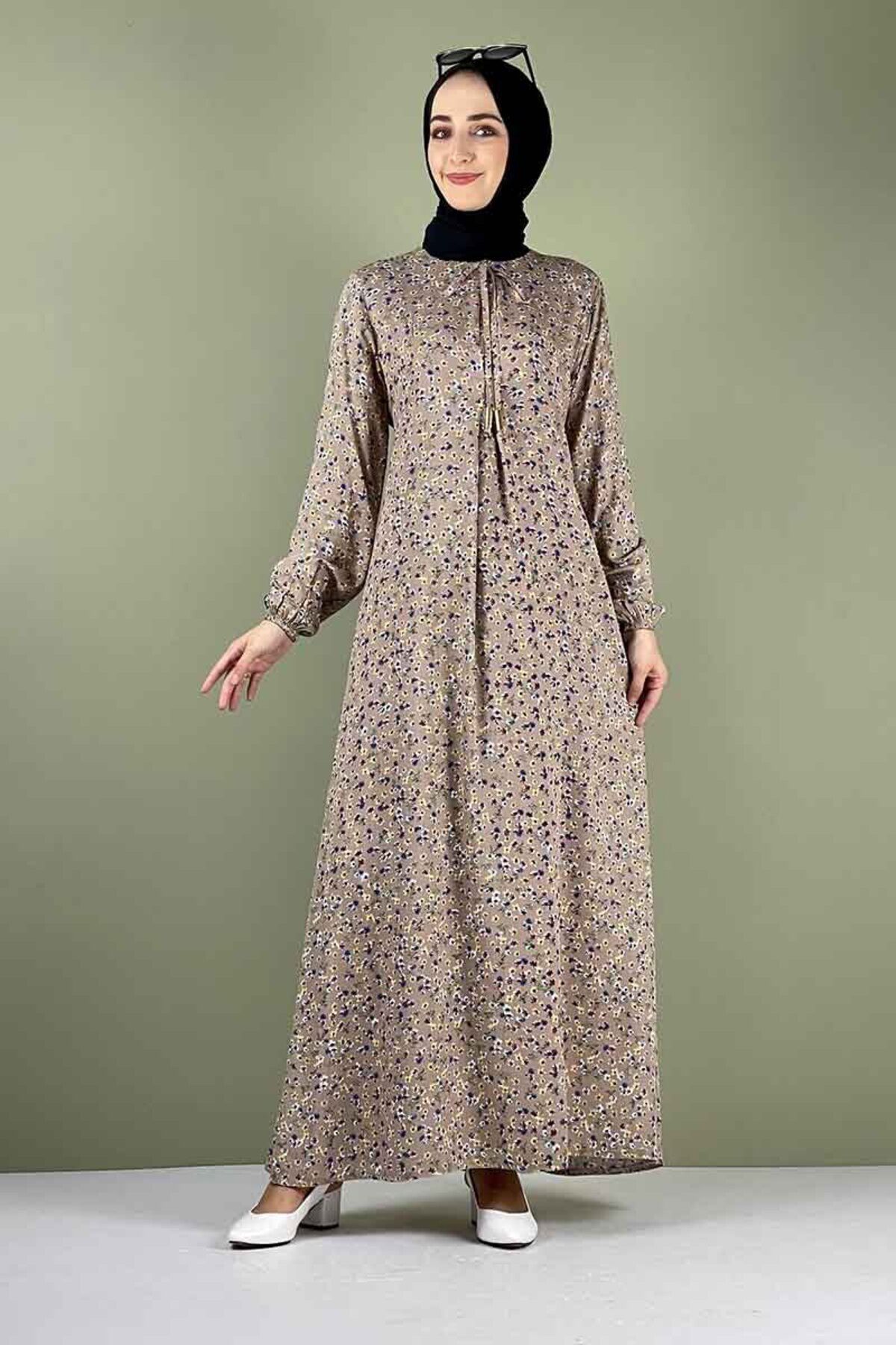 COXO Fashion`S Moda Çizgi Hijab Dress