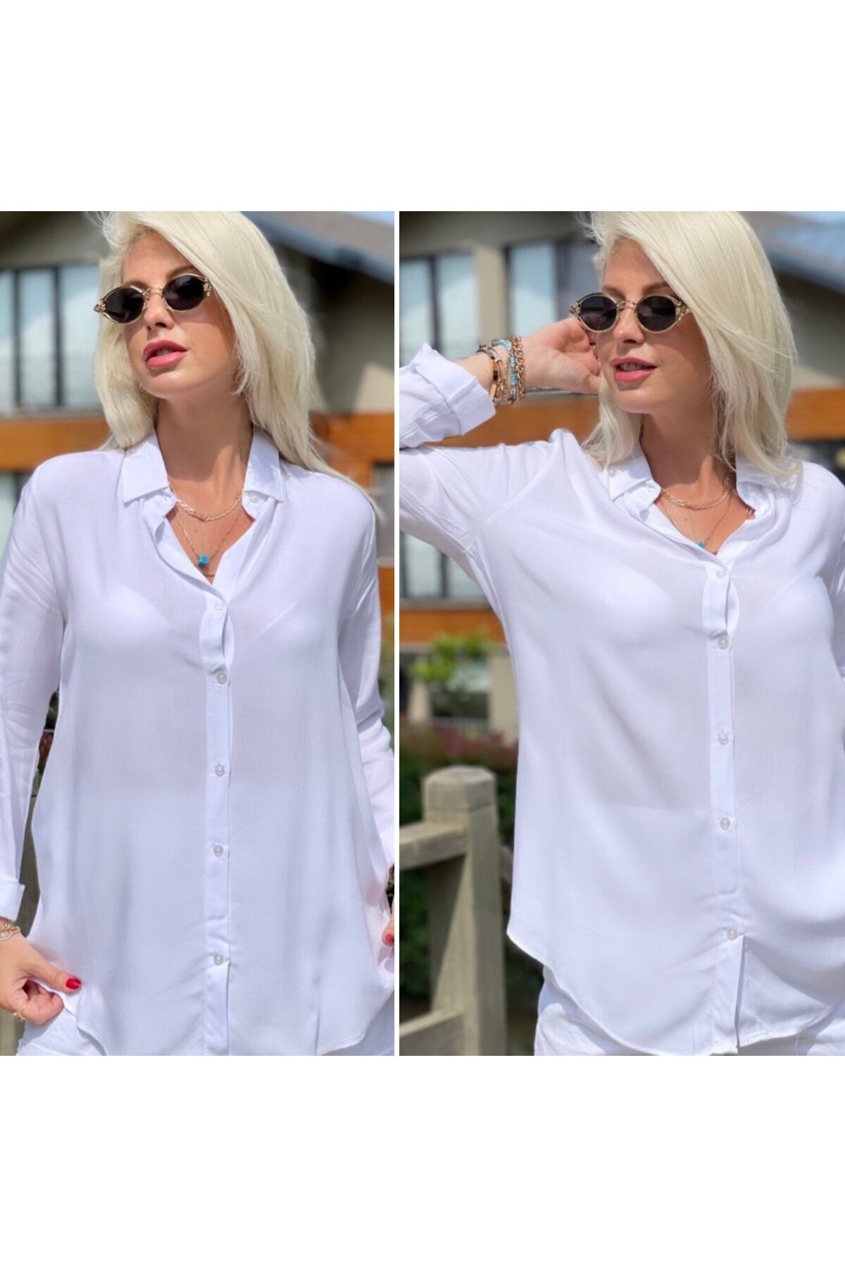 GETFAY Dokuma Viskon Kumaş Efsane Gömlek 462df-Beyaz fotoğrafı 2 (önizleme)
