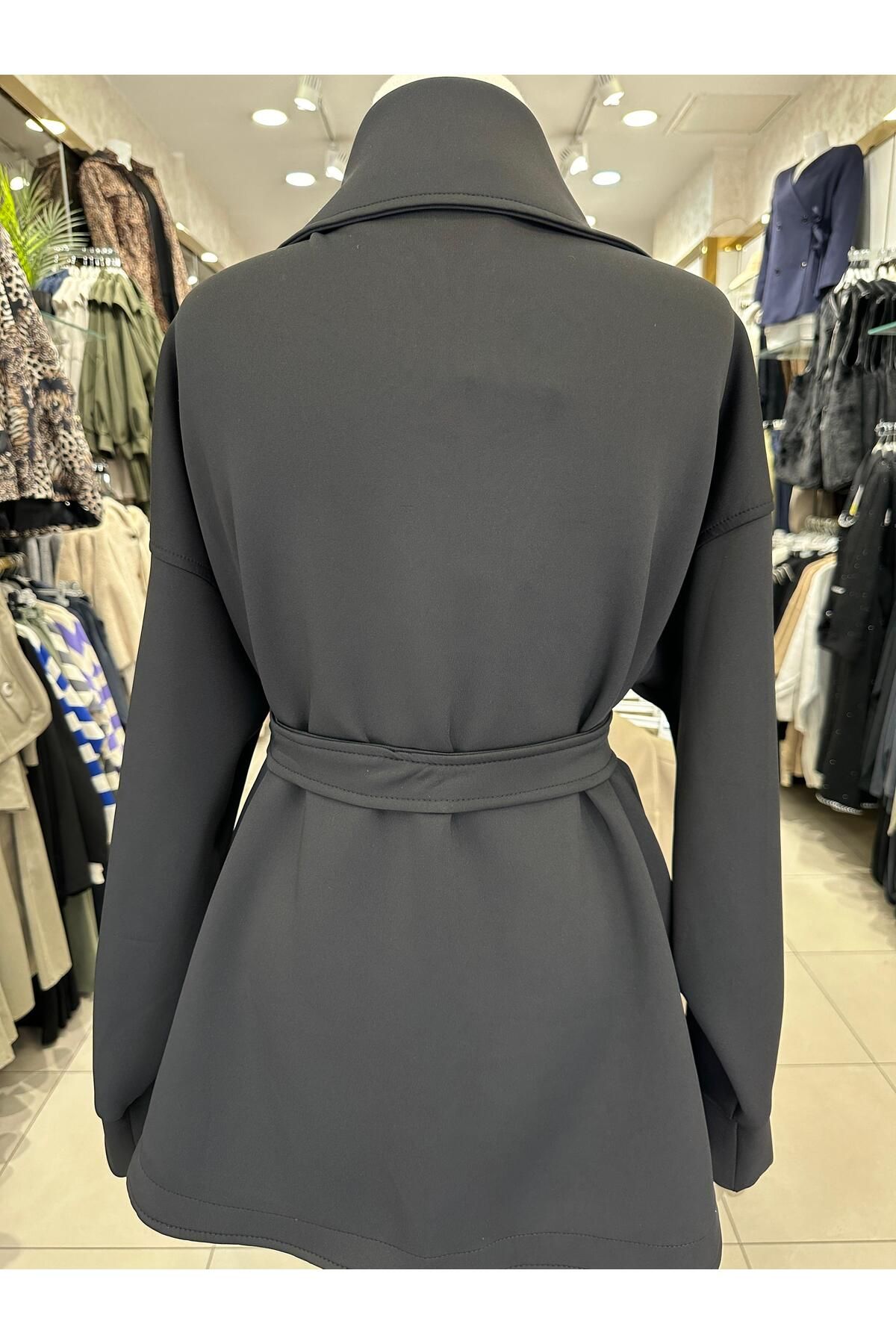 Aframia-Scuba Jacket with Button Detail on Sleeves 3