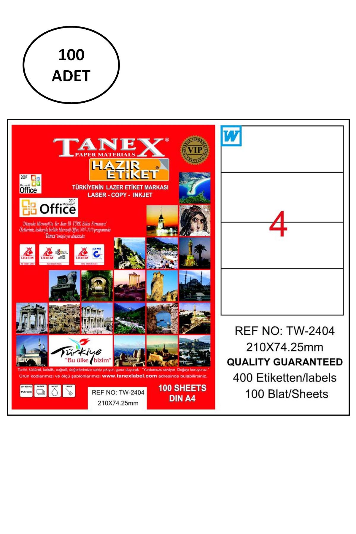 biltekno Tanex Tw-2404 210X74,25 Mm Lazer Etiket 100 Adet