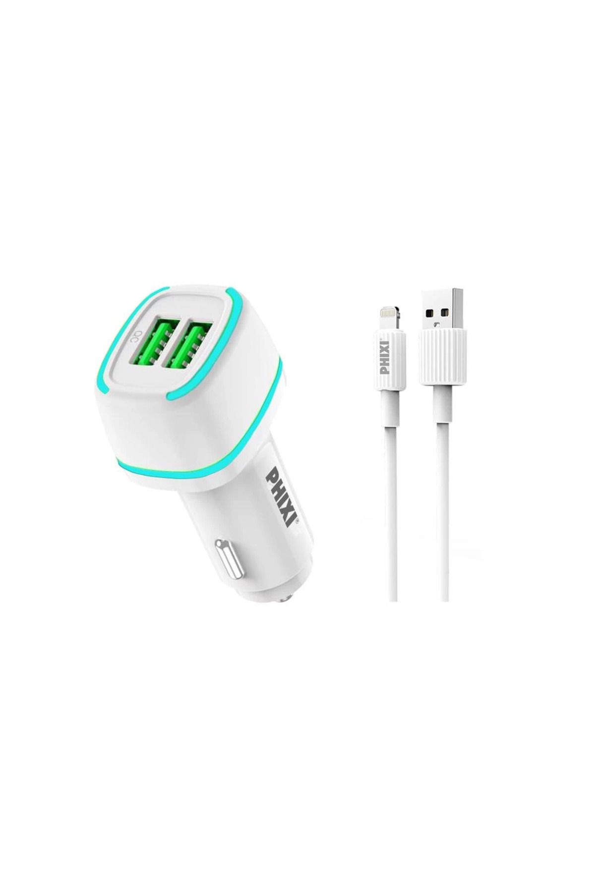YNT İthalat Force Qcc571l Çift Çıkışlı Fast Lightning Usb Kablolu Araç Şarj Cihazı