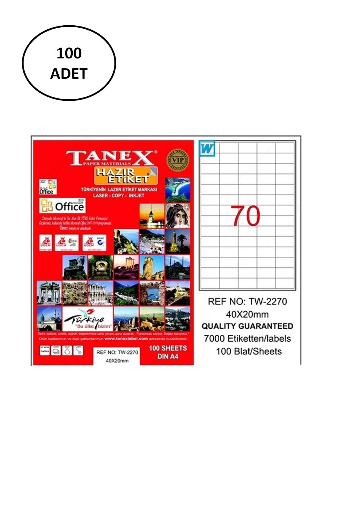 biltekno Tanex Tw-2270 40x20 Mm Laser Etiket 100 Lü