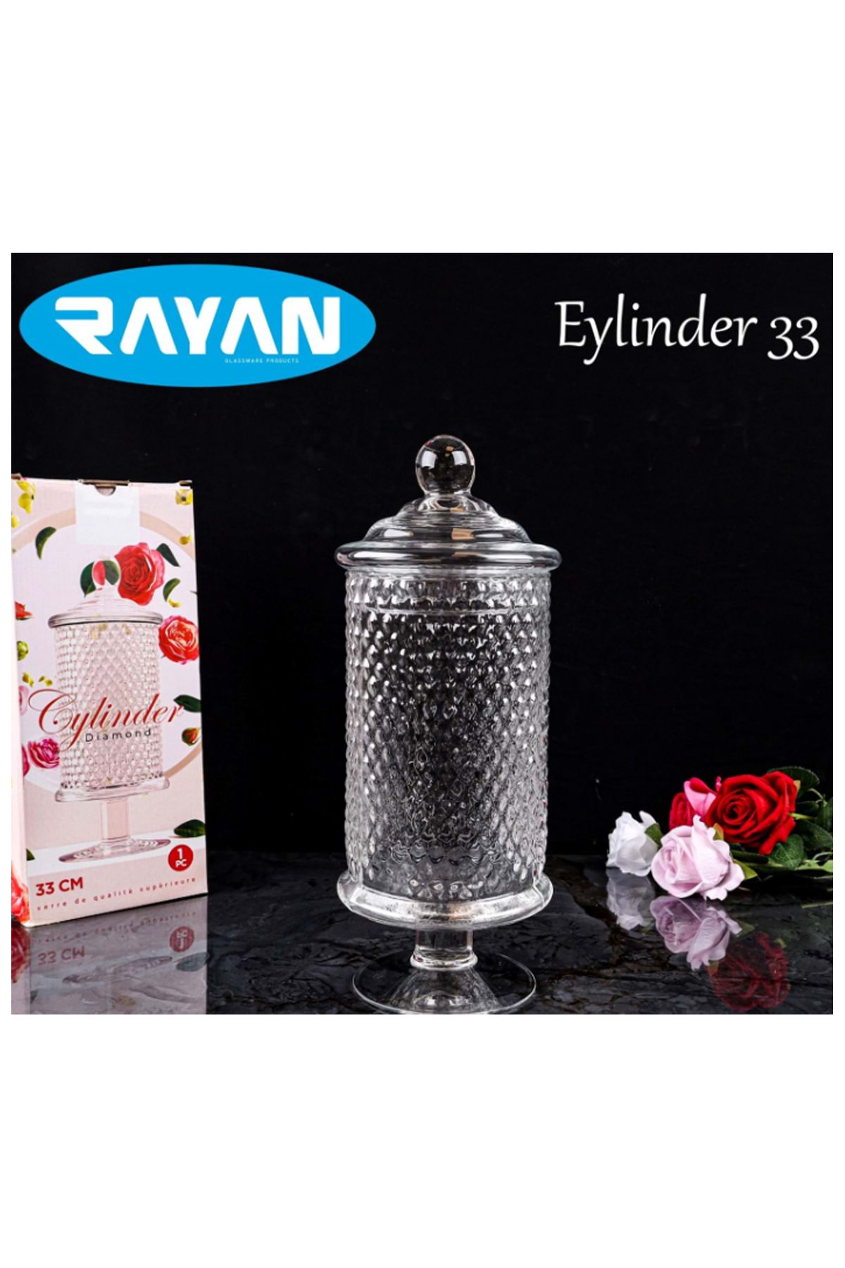 BirdoluSepet Rayan 33 Cm Eylinder Fanus Şekerlik
