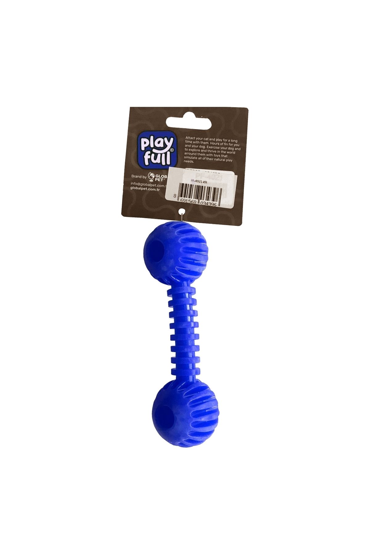 Angoravi Sağlam Plastik Dental Dumbel Köpek Oyuncağı 12 x 3,5 cm Mavi