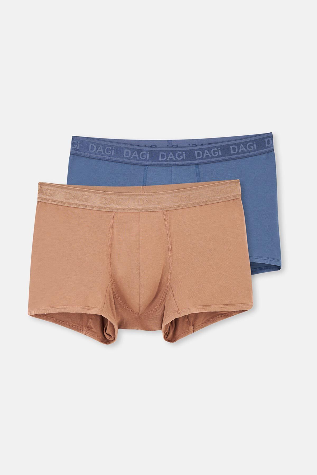 Dagi-Light Brown-Navy Blue 4210 2-Piece Flat Micro Modal Boxer 1