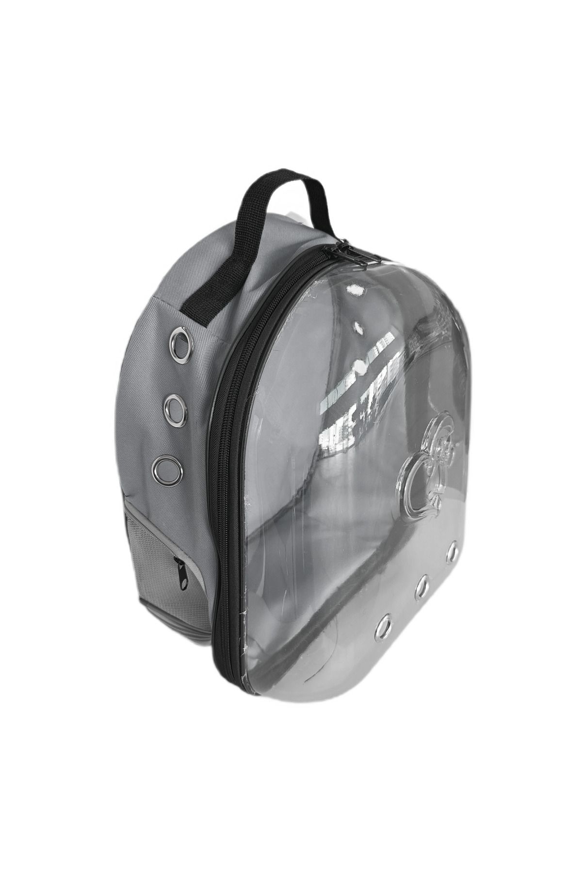 OEM Kalpli Patili Astronot Şeffaf Taşıma Sırt Çantası Gri 24x32x42 cm