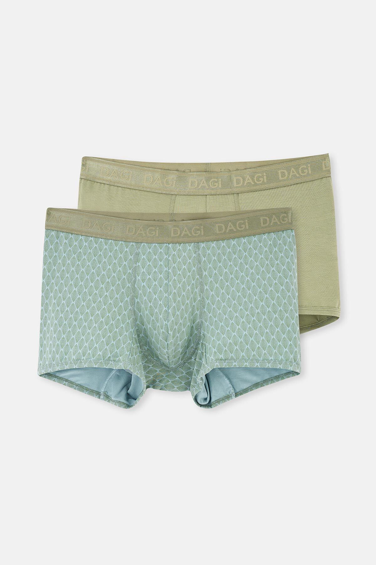 Dagi-Hellkhaki-Hellblau 4210 2-teilige gemusterte Micro-Modal-Boxershorts 1