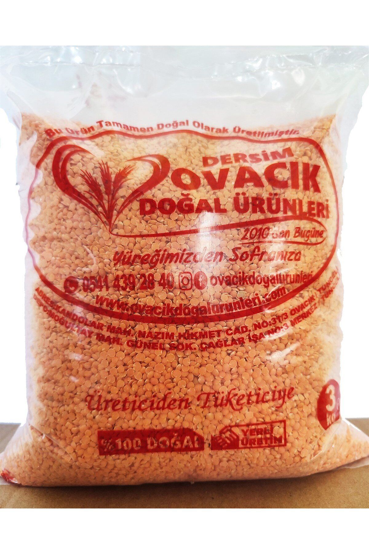 ovacık doğal ürünleri YERLİ KIRMIZI MERCİMEK (3KG)