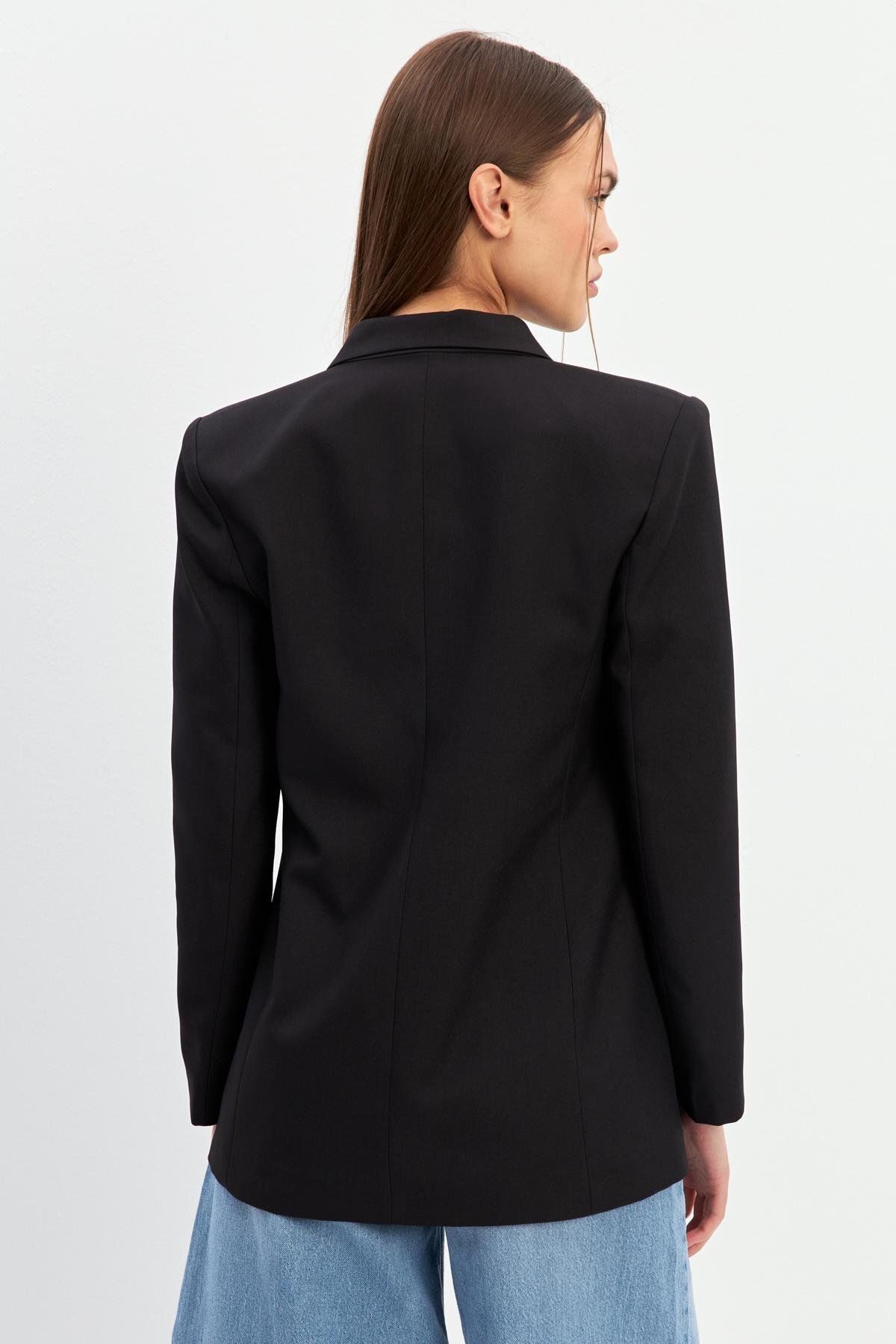 Setre-Black Button Detailed Long Sleeve Jacket 3