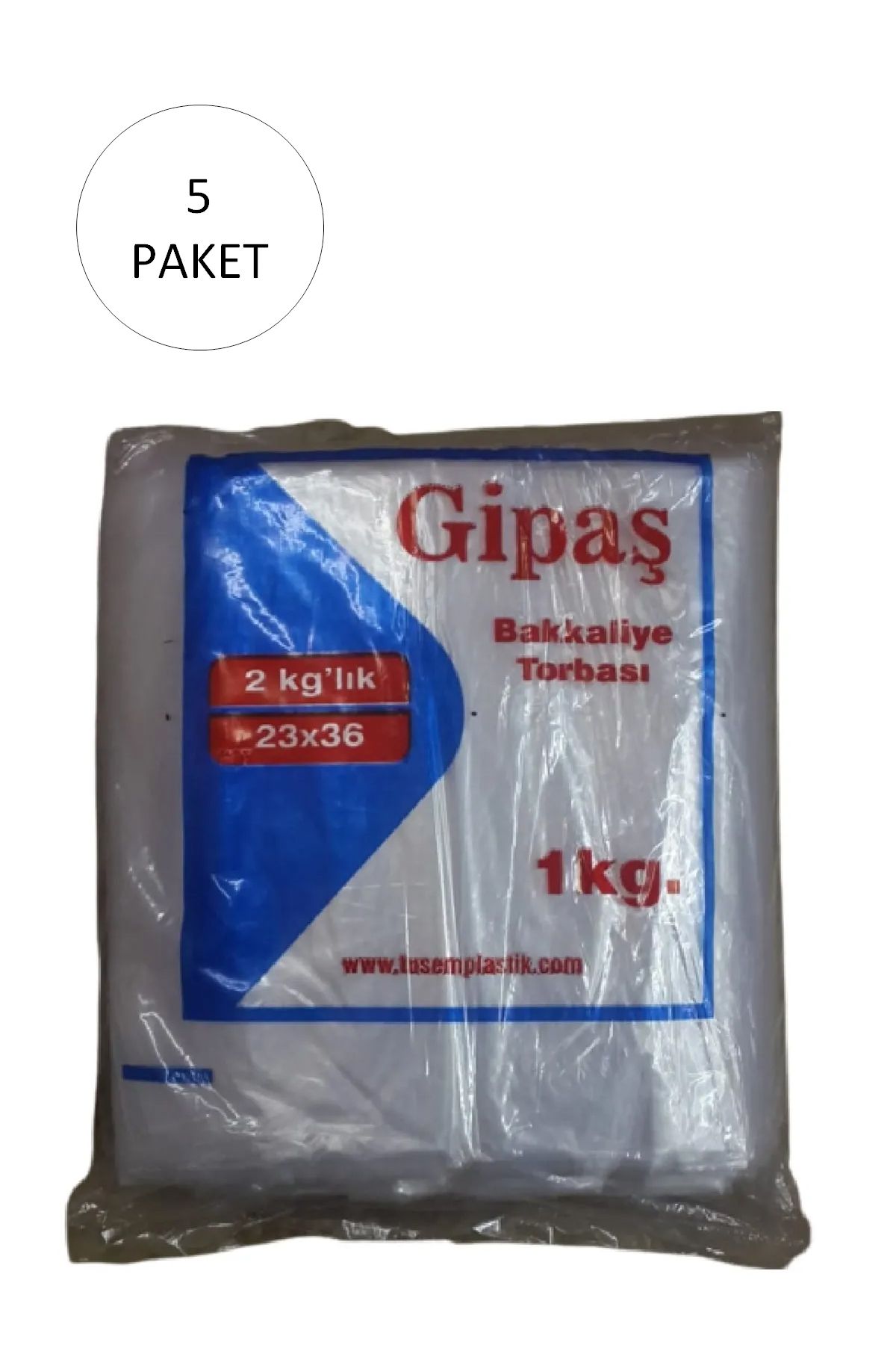 GİPAŞ Bakkaliye Naylon Torba 2'kg lık 23x36 cm 5 Paket (Takriben 1.300 Adet)