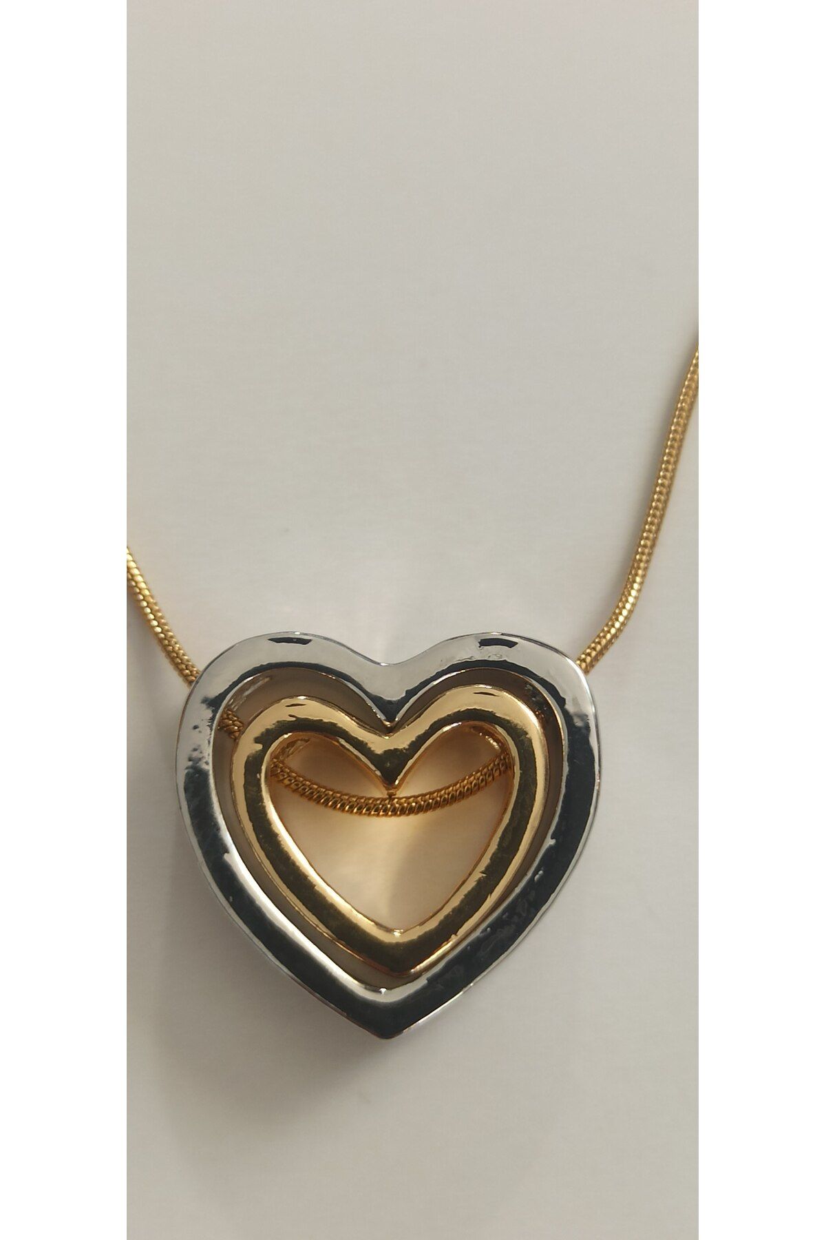 stainles steel-Two Color Steel Necklace with Heart 1