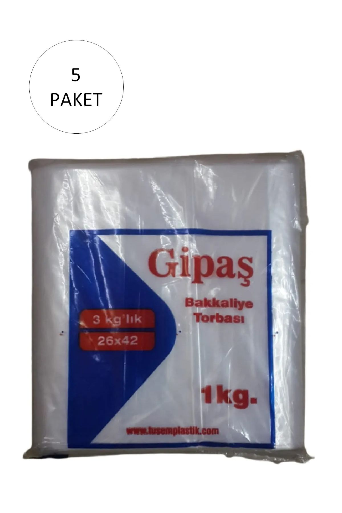 GİPAŞ Bakkaliye Naylon Torba 3'kg lık 26x42 cm 5 Paket (Takriben 825 Adet)