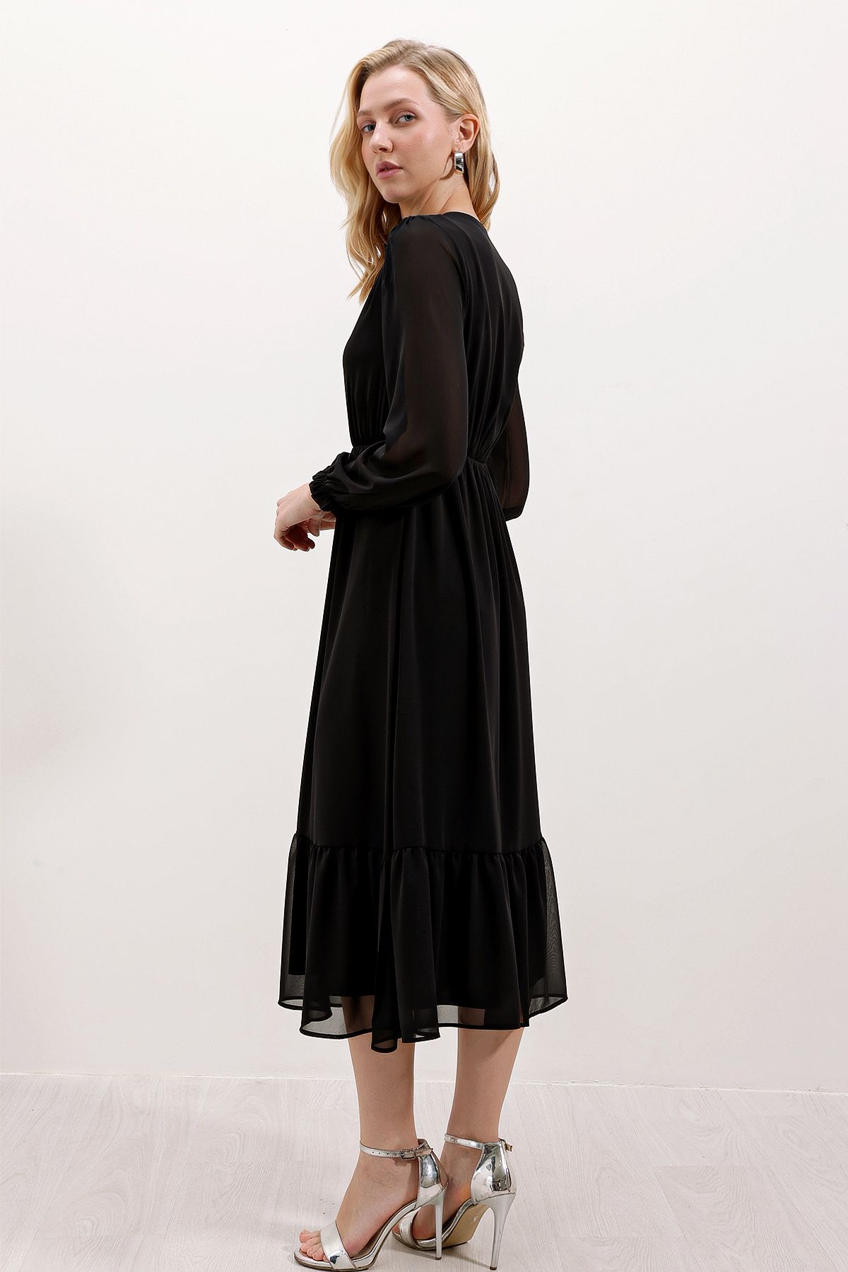Bigdart-2137 Chiffonkleid – D. Schwarz 4