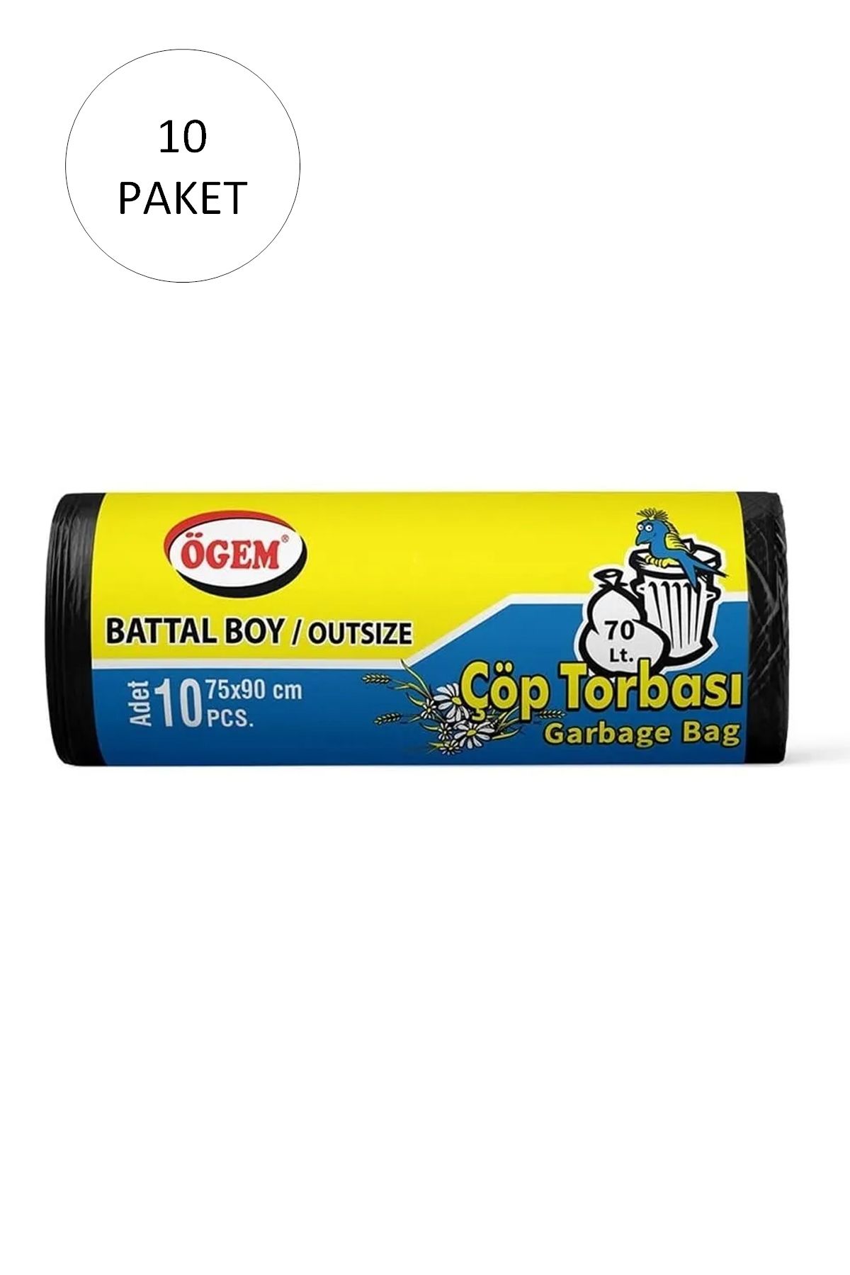 karadağsb Battal Boy Çöp Torbası 75 X 90 Cm 10 Lu Rulo X 10 Paket = 100 Adet (Siyah)