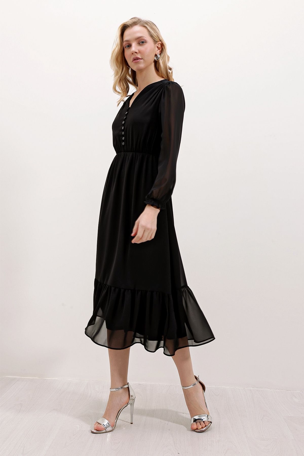 Bigdart-2137 Chiffonkleid – D. Schwarz 2