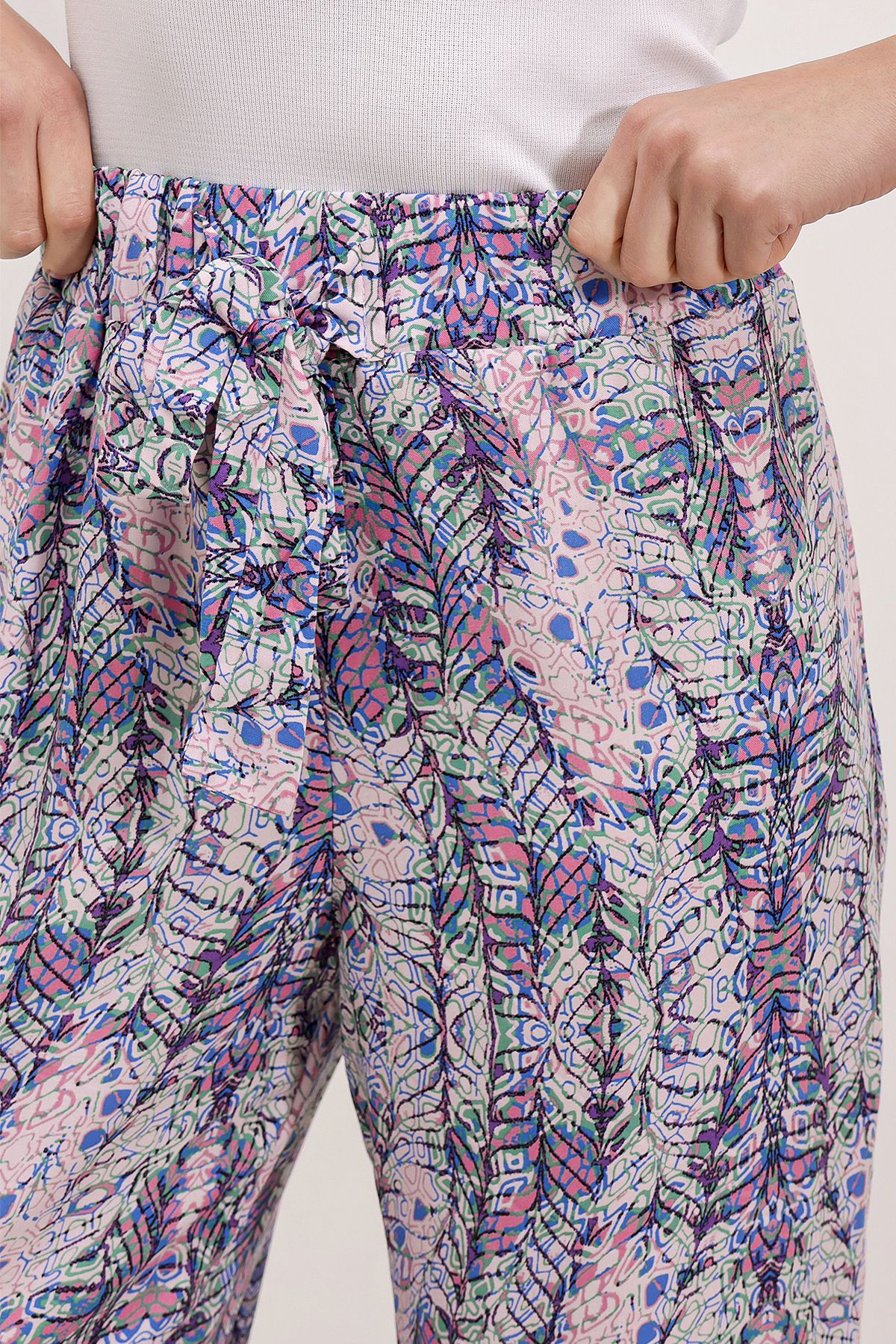 Bigdart-6523 Patterned Wide Leg Trousers - Purple 4
