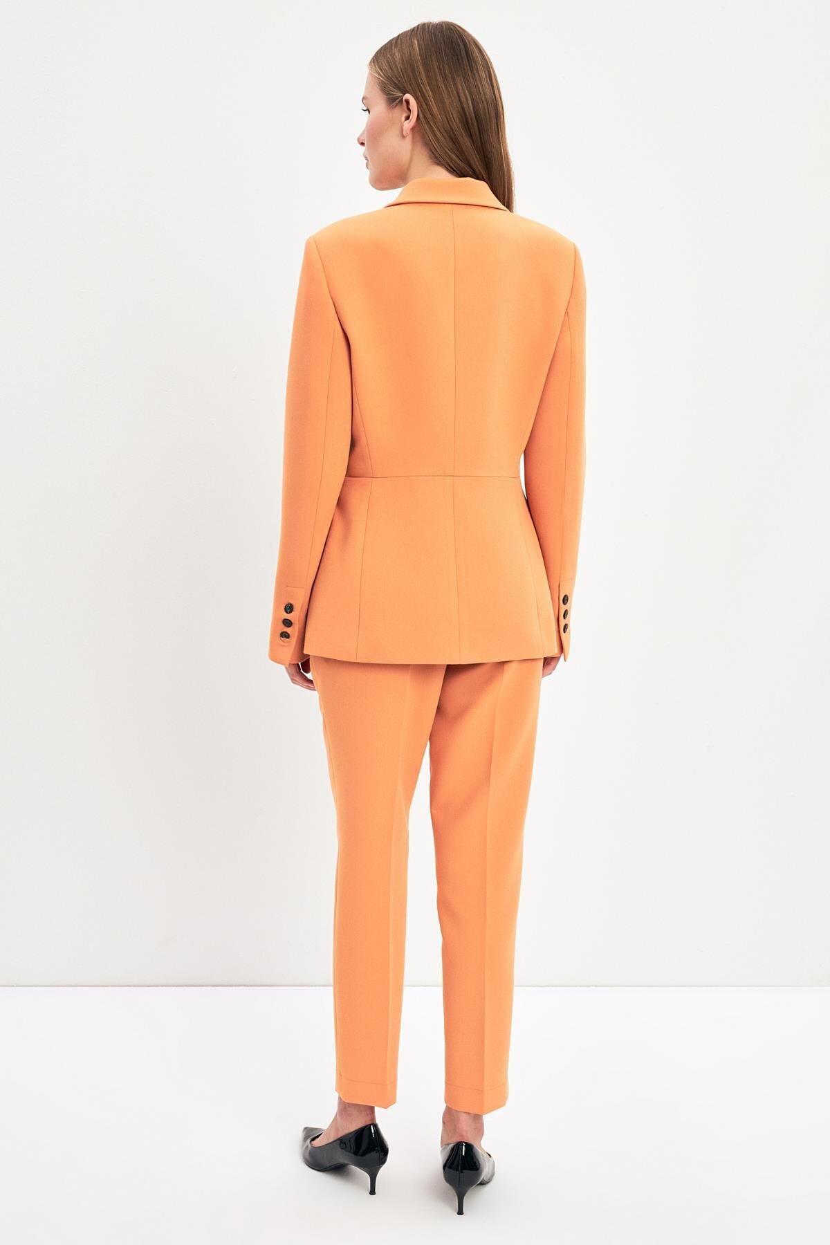 Setre-Orange Pocket Detailed Jacket and Belt Detailed Wide Cut Trousers Suit 6