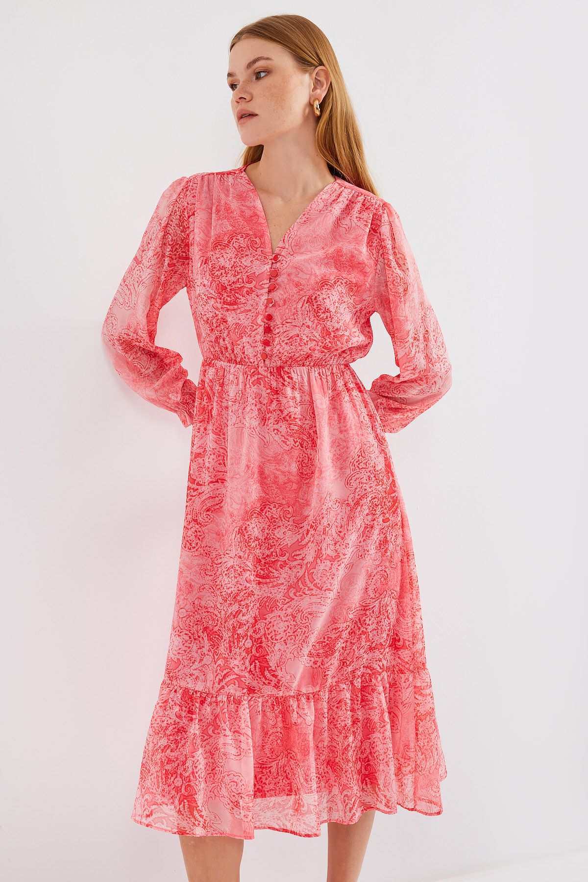 Bigdart-Gemustertes Chiffonkleid Modell 2137 - Rosa 2