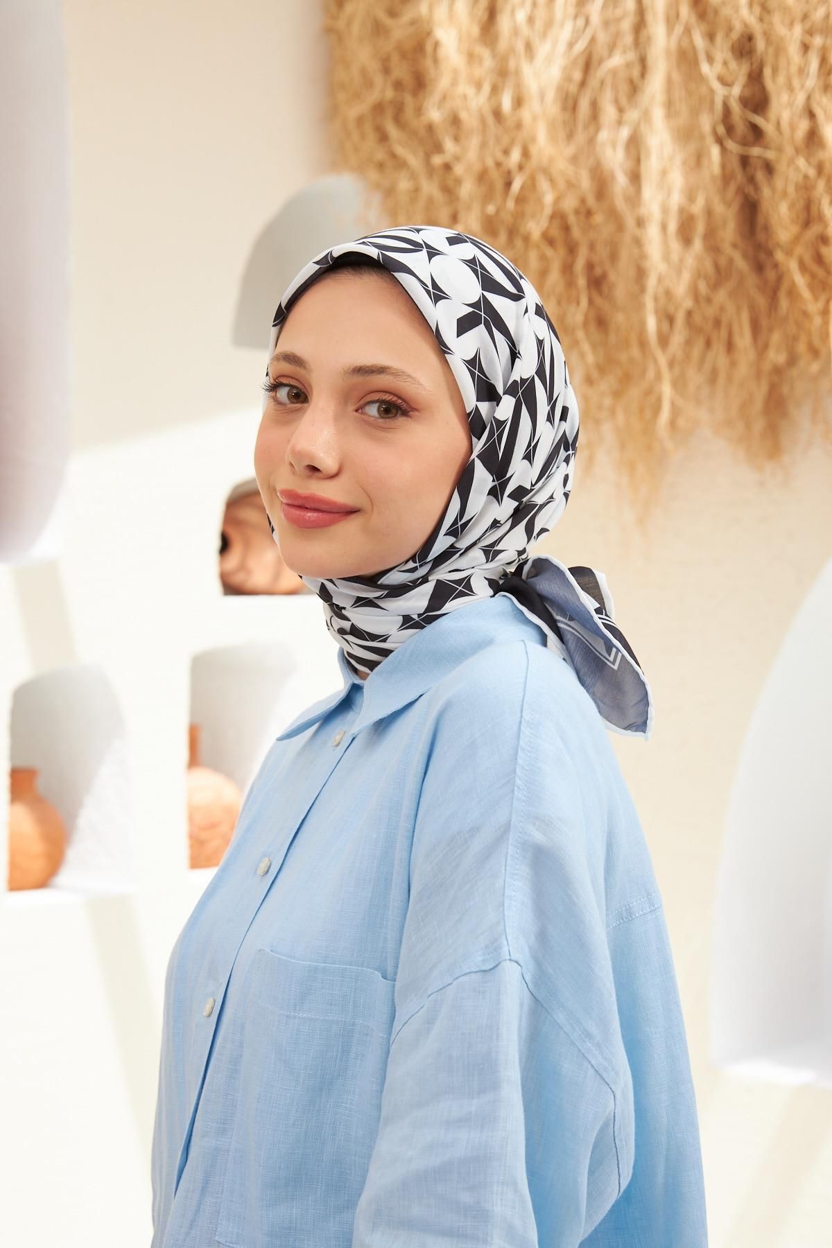 İpekhan-Eva Pattern Scarf Black 1132-14 2