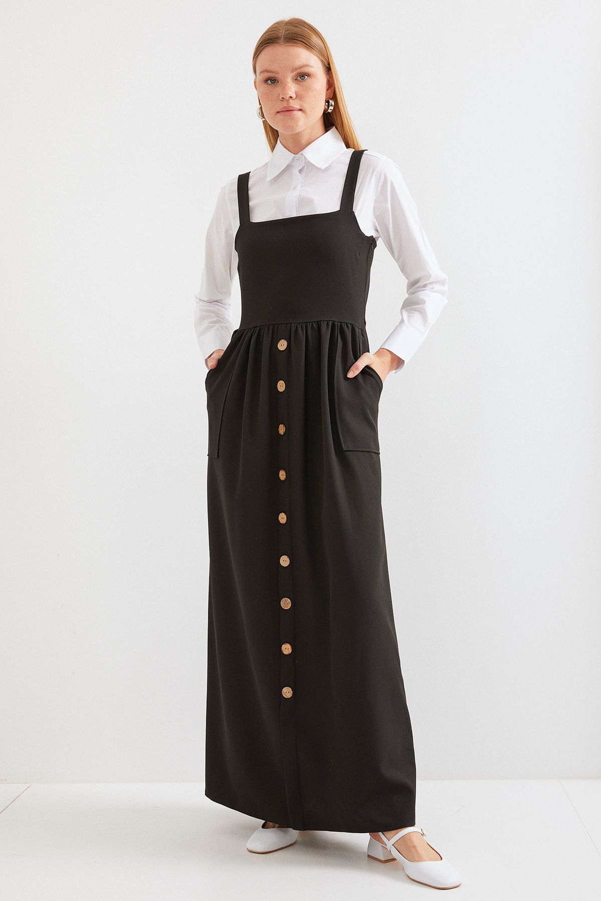 Bigdart-Schwarzes langes Salopetkleid Modell 2490 1