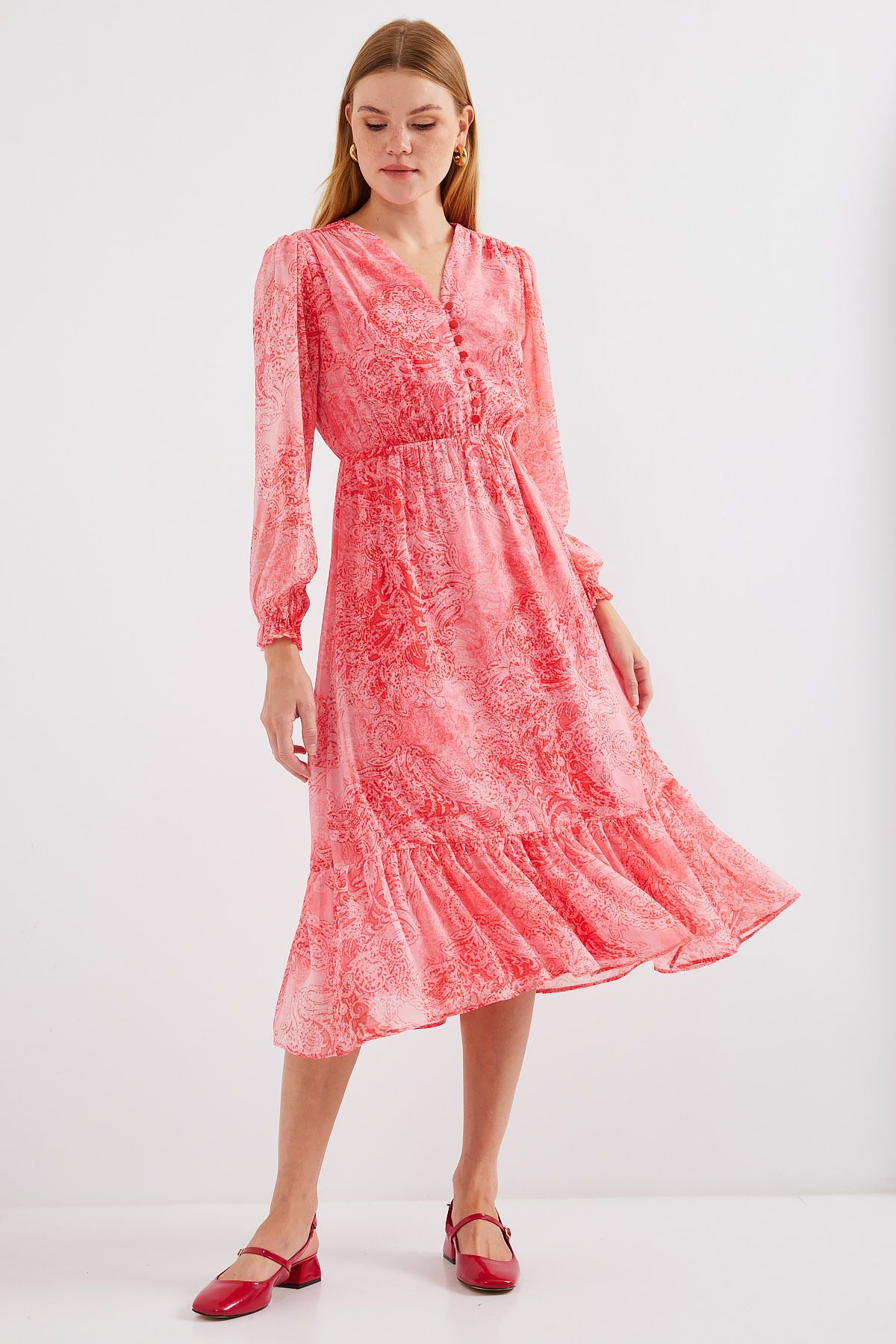 Bigdart-Gemustertes Chiffonkleid Modell 2137 - Rosa 5
