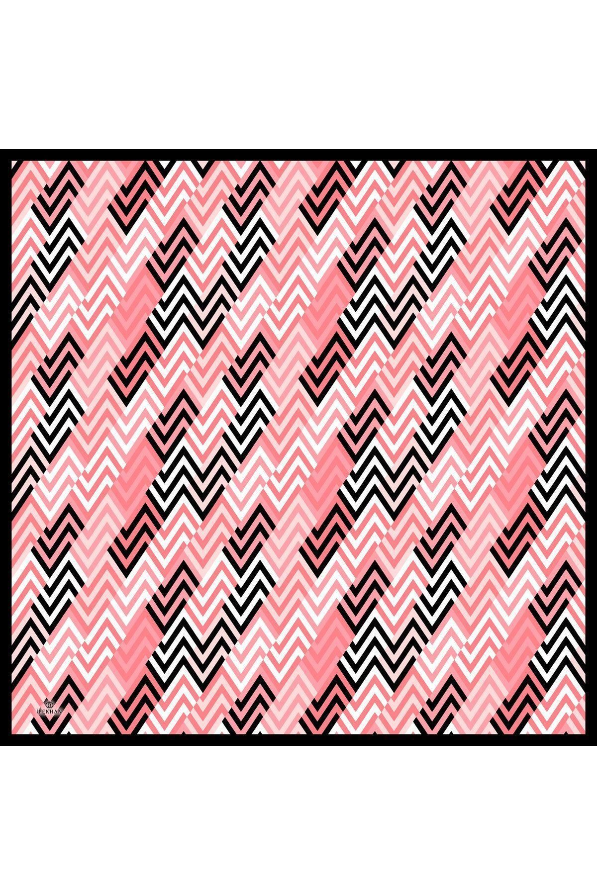 İpekhan-LunaLiner Pattern Soft Scarf Black Pink 1166-12 4