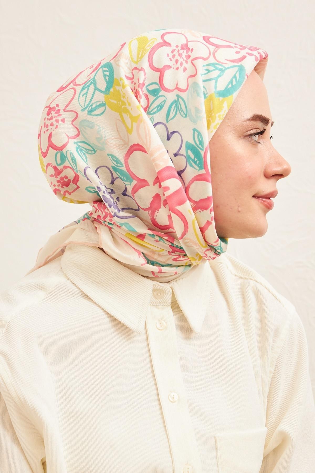 İpekhan-Pastel Pink Cotton Viscose Scarf Model 2