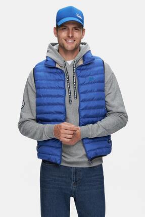 Ucla BLUME Mavi Fermuarlı ve Cepli Polyester Standard Fit Erkek Yelek