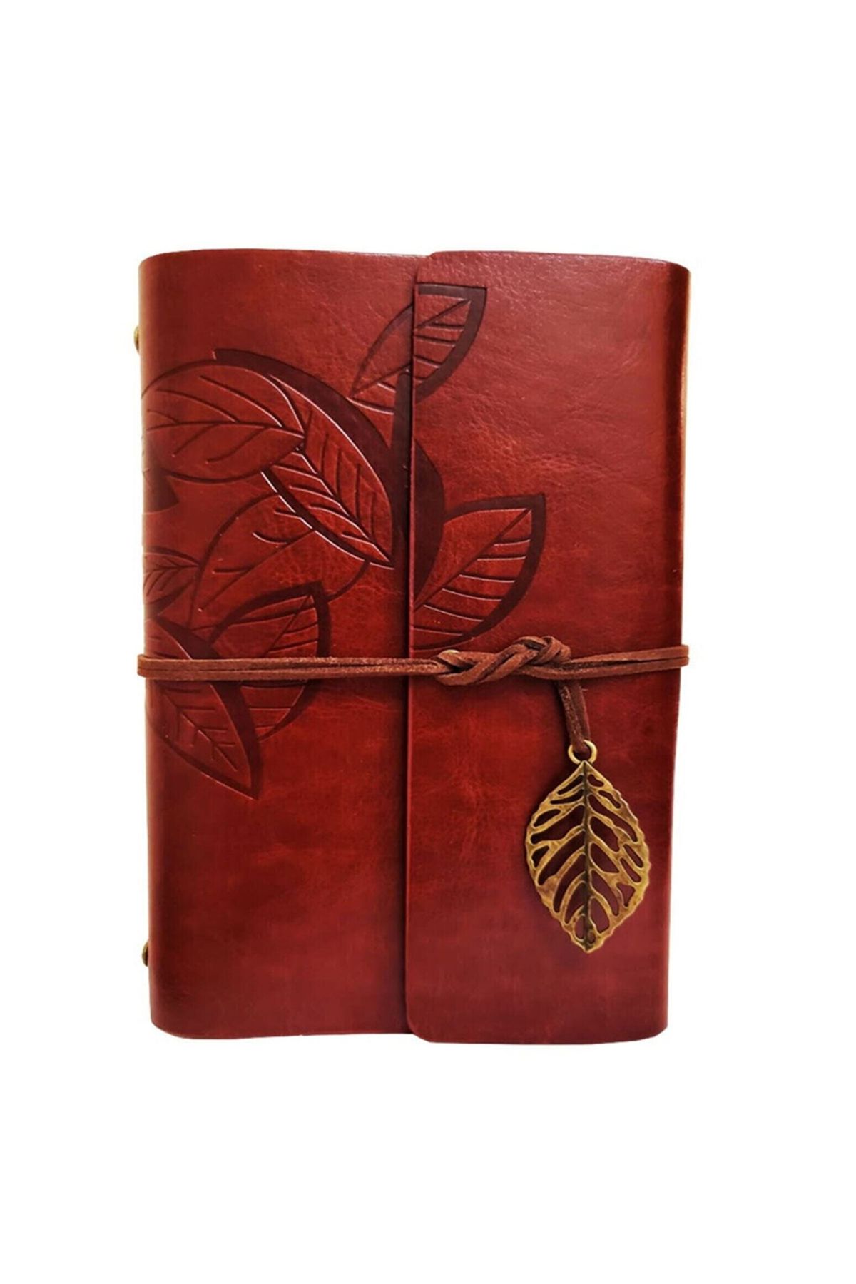 DENİZBİLİŞİM Yaprak Desenli Kahverengi Deri Defter