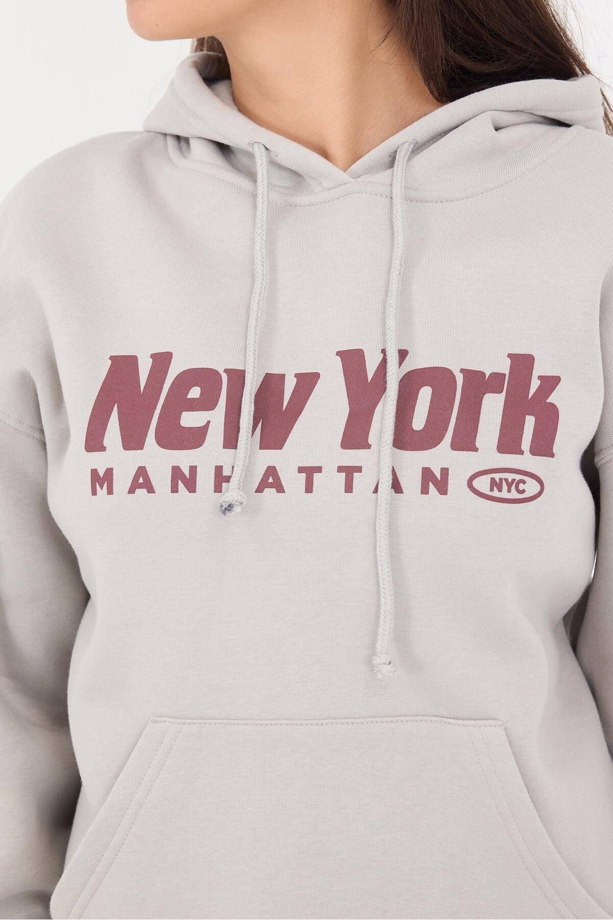 Addax-New York Manhattan Printed Raised Sweatshirt S11122-W11 3