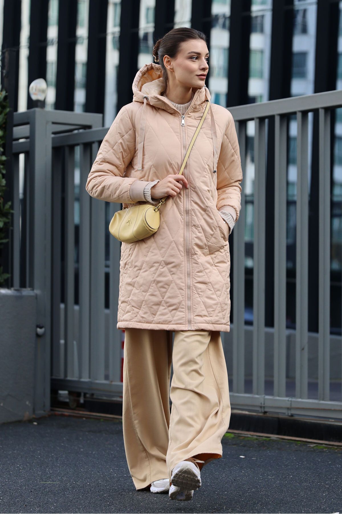 Bigdart-5138 Καπιτονέ Μακρύ Puffer Jacket - Μπεζ 4