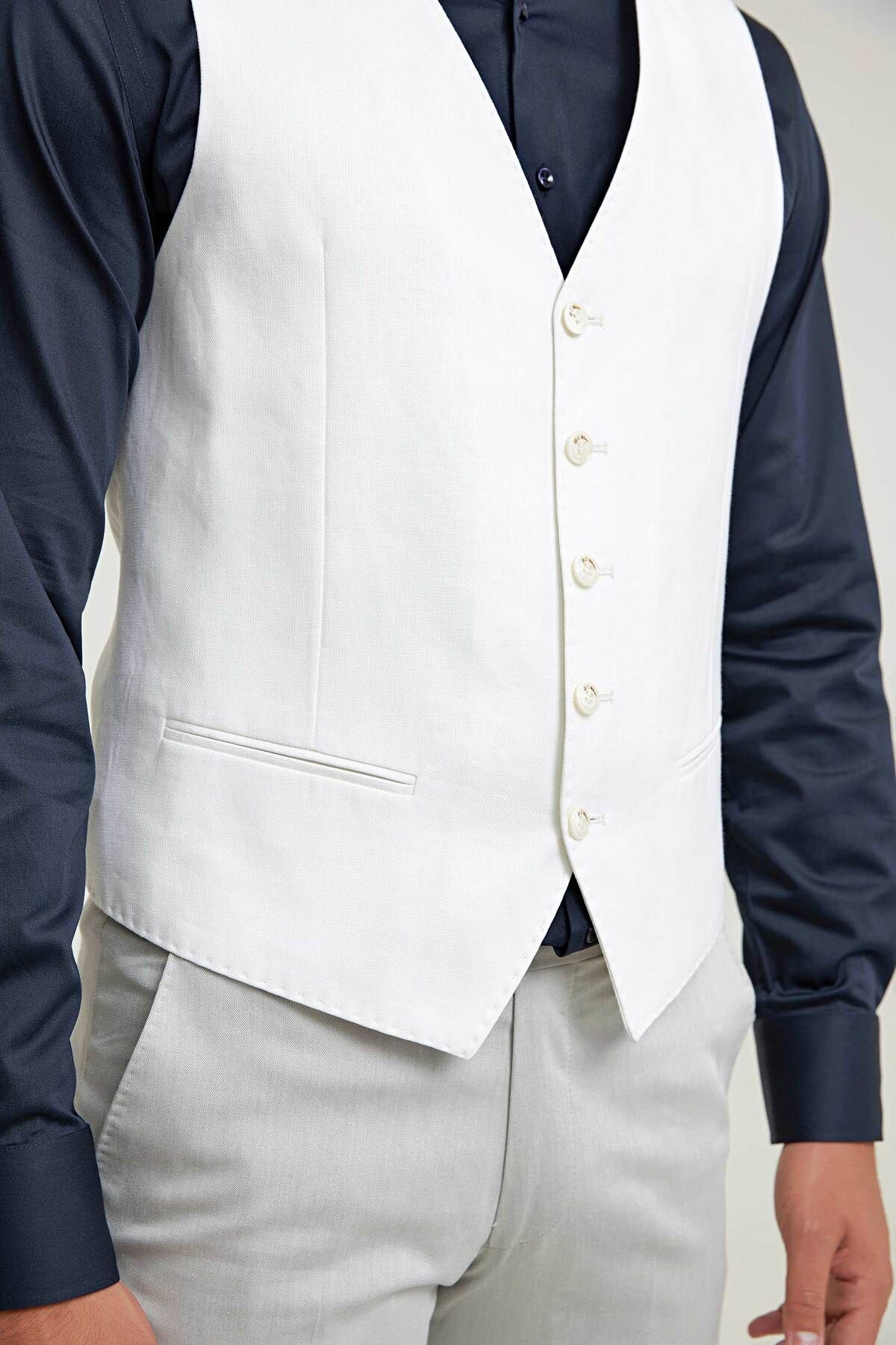 D'S Damat-White Linen Viscose Blended Men's Vest 2