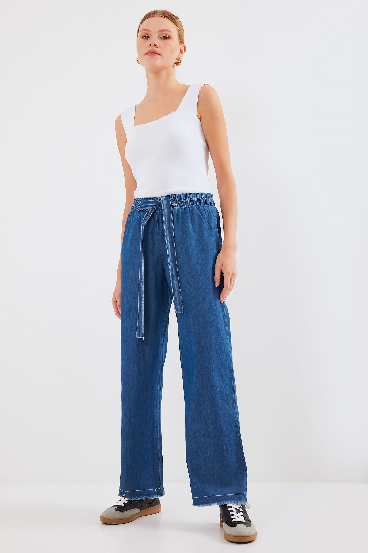 Bigdart-6469 Pantaloni de blugi cu picioare late - Albastru închis 2