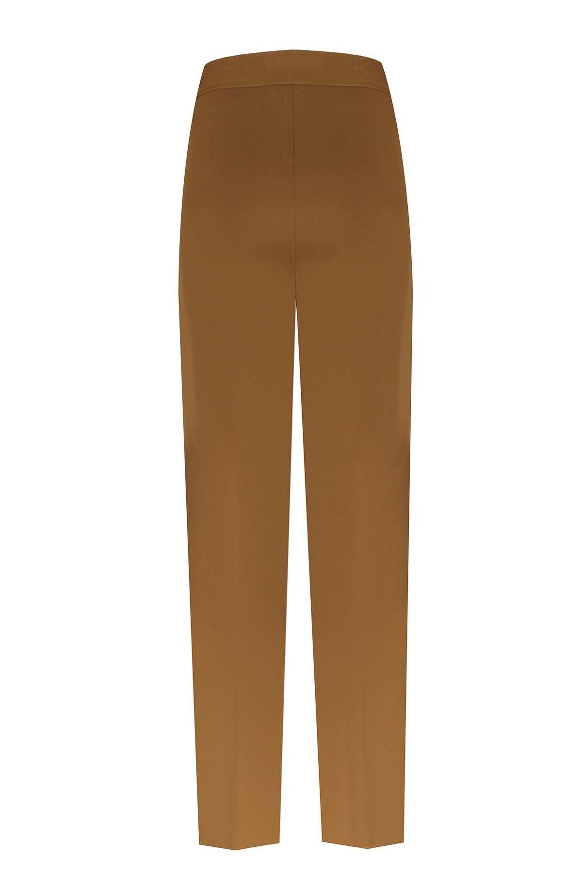 Mısırlı-Short Leg Khaki Women's Trousers - Ribbed Stitching 6