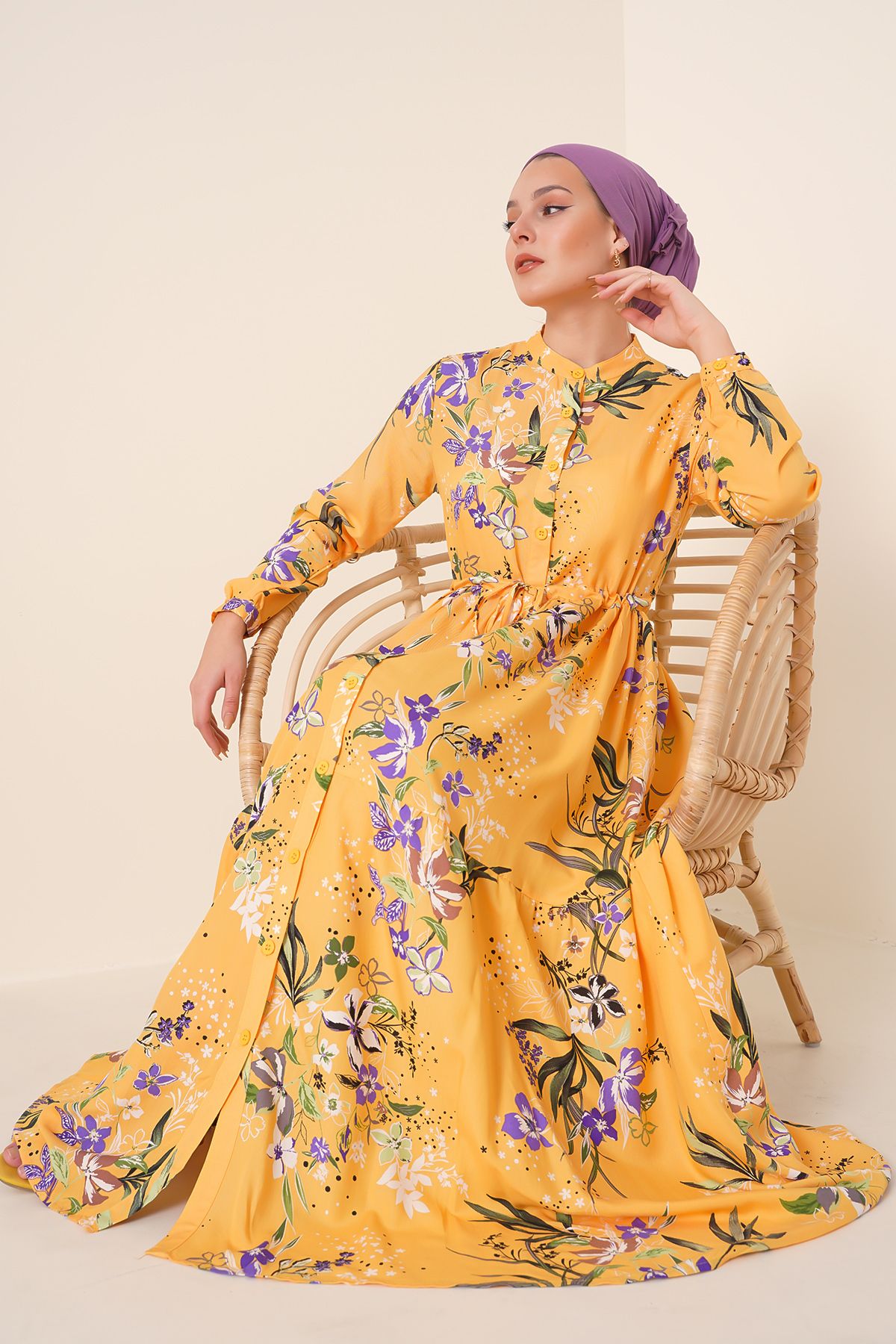 Bigdart-2144 Richterkragen-Hijab-Kleid – A.hardal 1