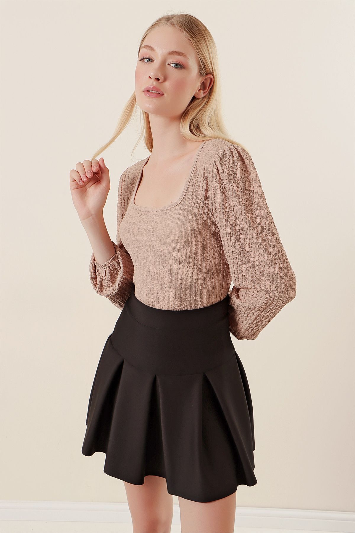 Bigdart-0442 Langarmbluse – Beige 4