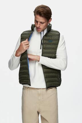 Ucla BLUME Yeşil Fermuarlı ve Cepli Polyester Standard Fit Erkek Yelek