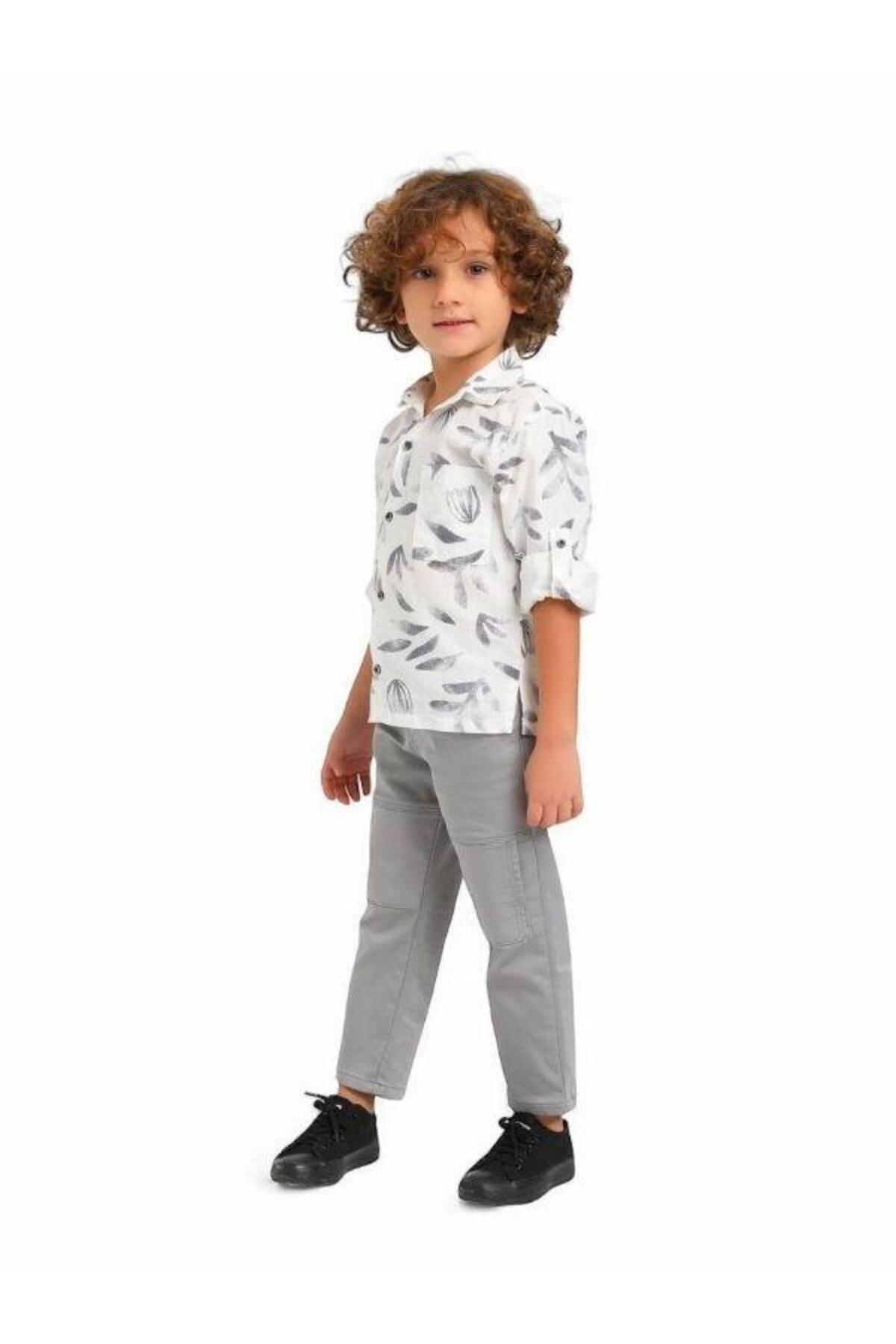 Zekids Erkek Çocuk Pamuklu Desenli Gömlek fotoğrafı 3 (önizleme)
