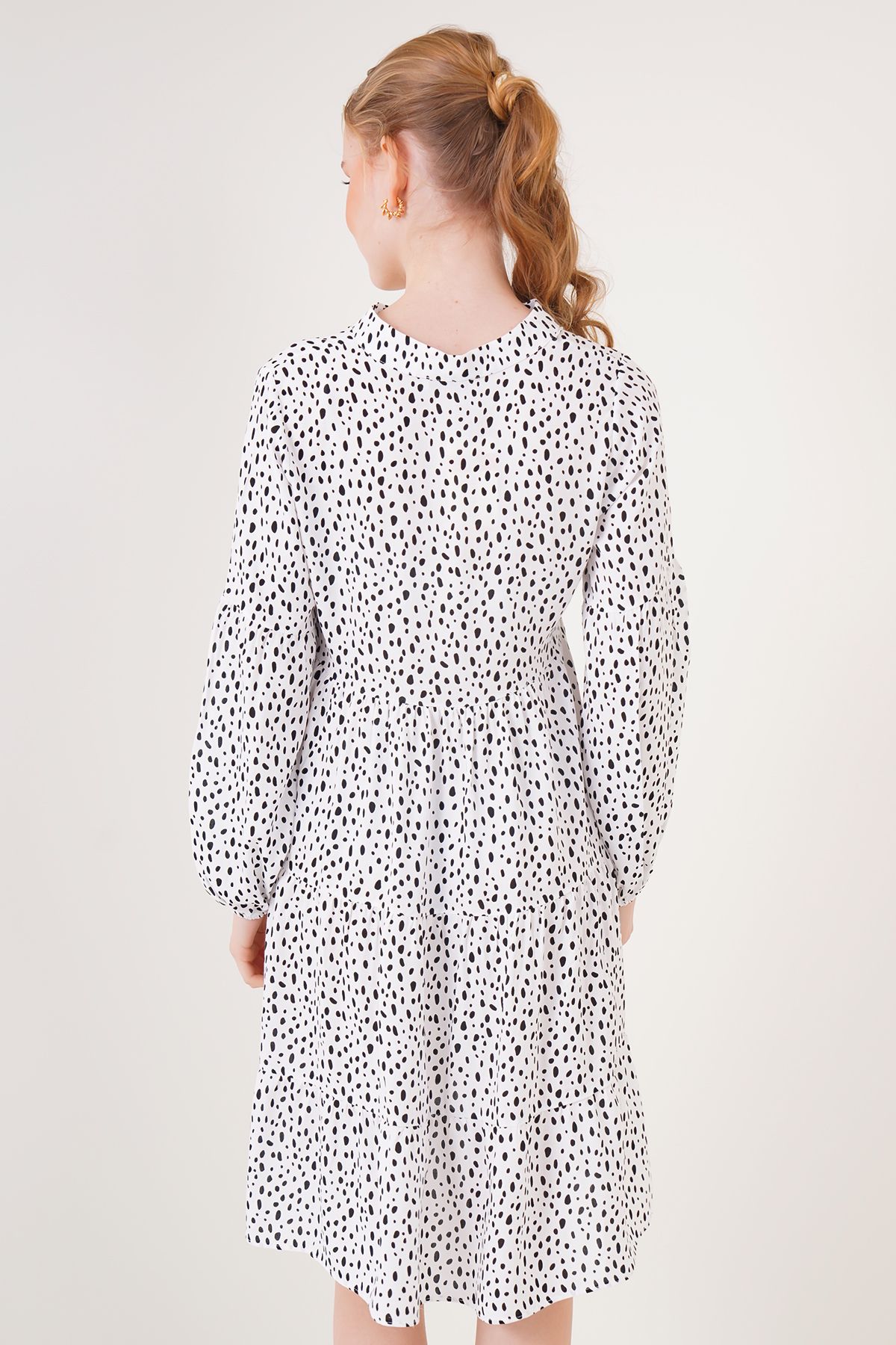 Bigdart-2322 Gemustertes Kleid – Weiß 5