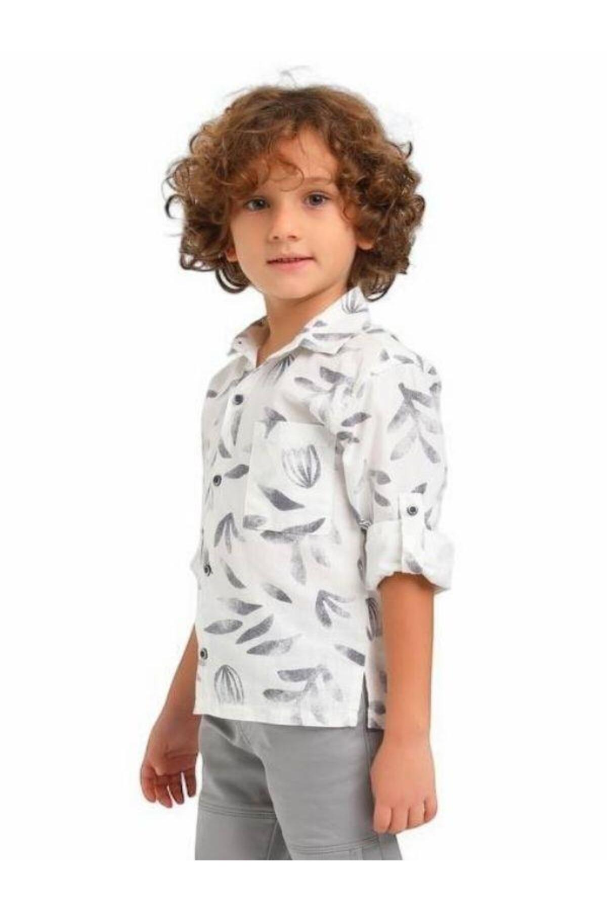 Zekids Erkek Çocuk Pamuklu Desenli Gömlek fotoğrafı 5 (önizleme)