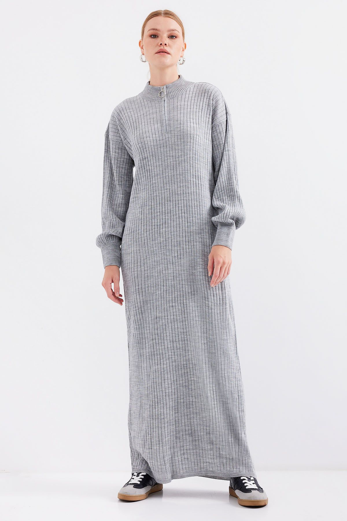 Bigdart-15839 Langes Strickkleid - Grau 3
