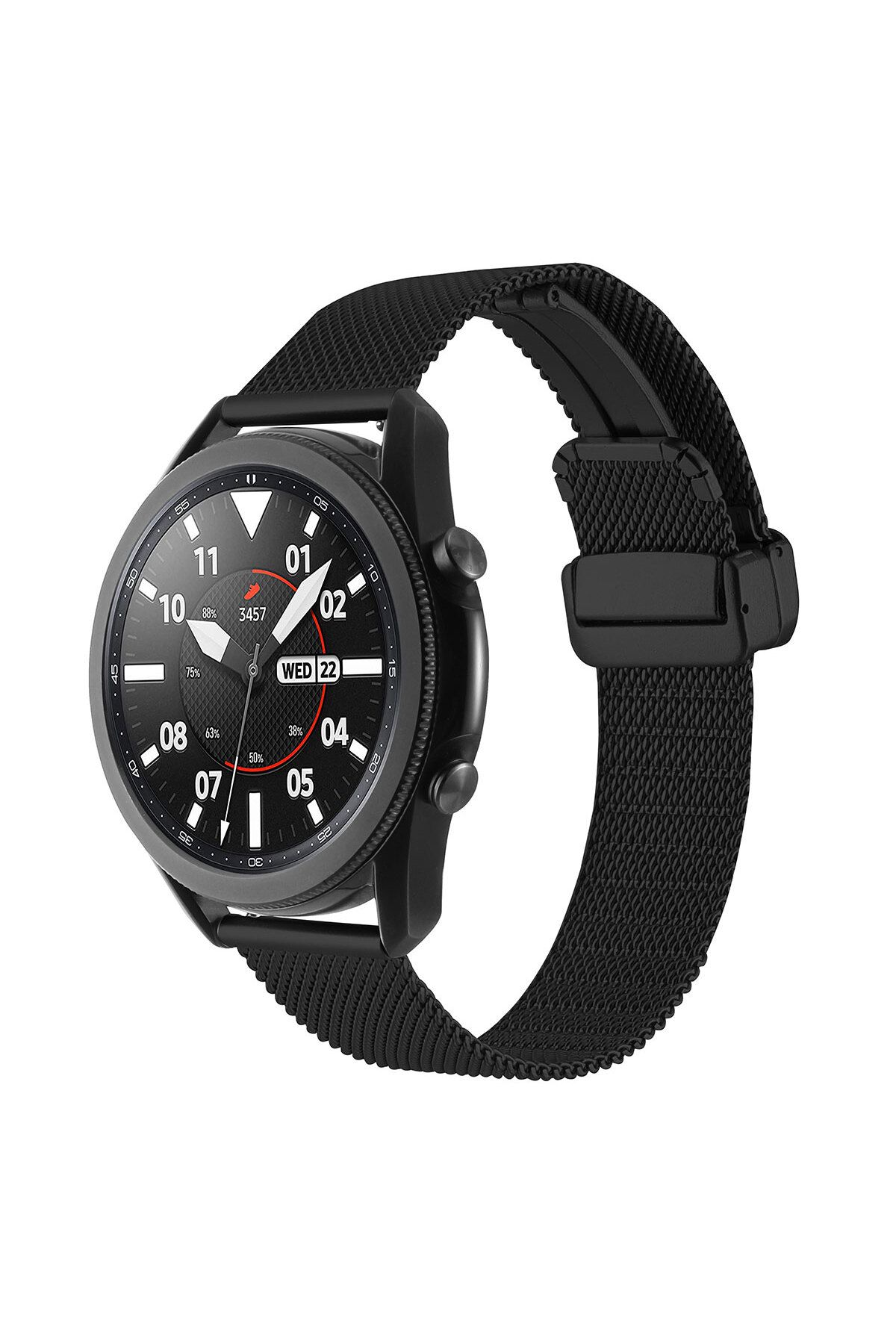 Kordonstore.com Kordonstore. Xiaomi Watch S4 Uyumlu (22mm) Klipsli Hasır Metal Kordon-85 Siyah
