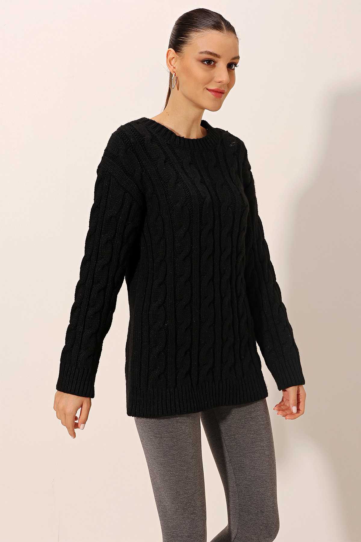 Bigdart-15849 Pulover tricotat gros - negru 3