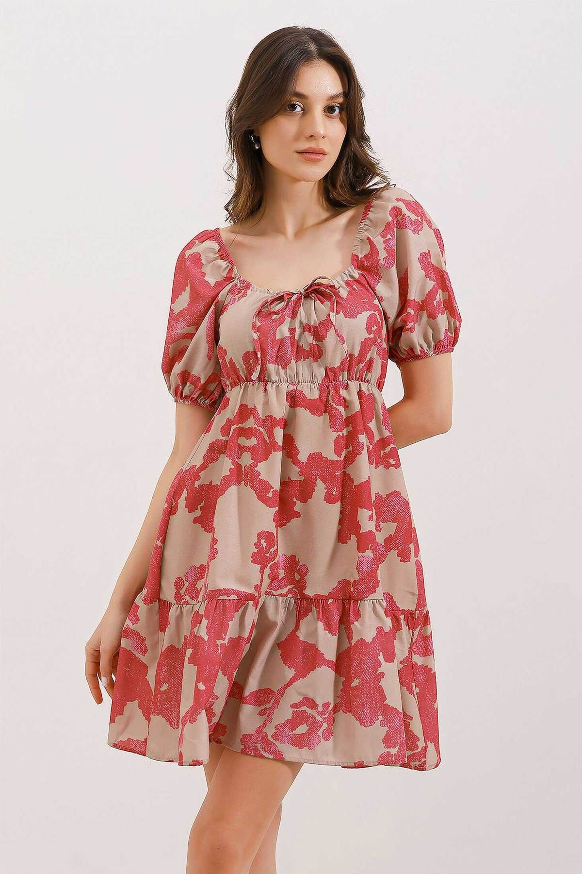 Bigdart-2351 Flared Poplin Dress - D. Fuchsia 3