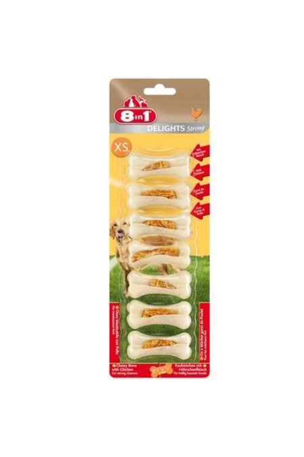 8in1 Delights Strong Tavuklu Press Kemik Küçük Irk Köpek Ödülü Xs 140 gr