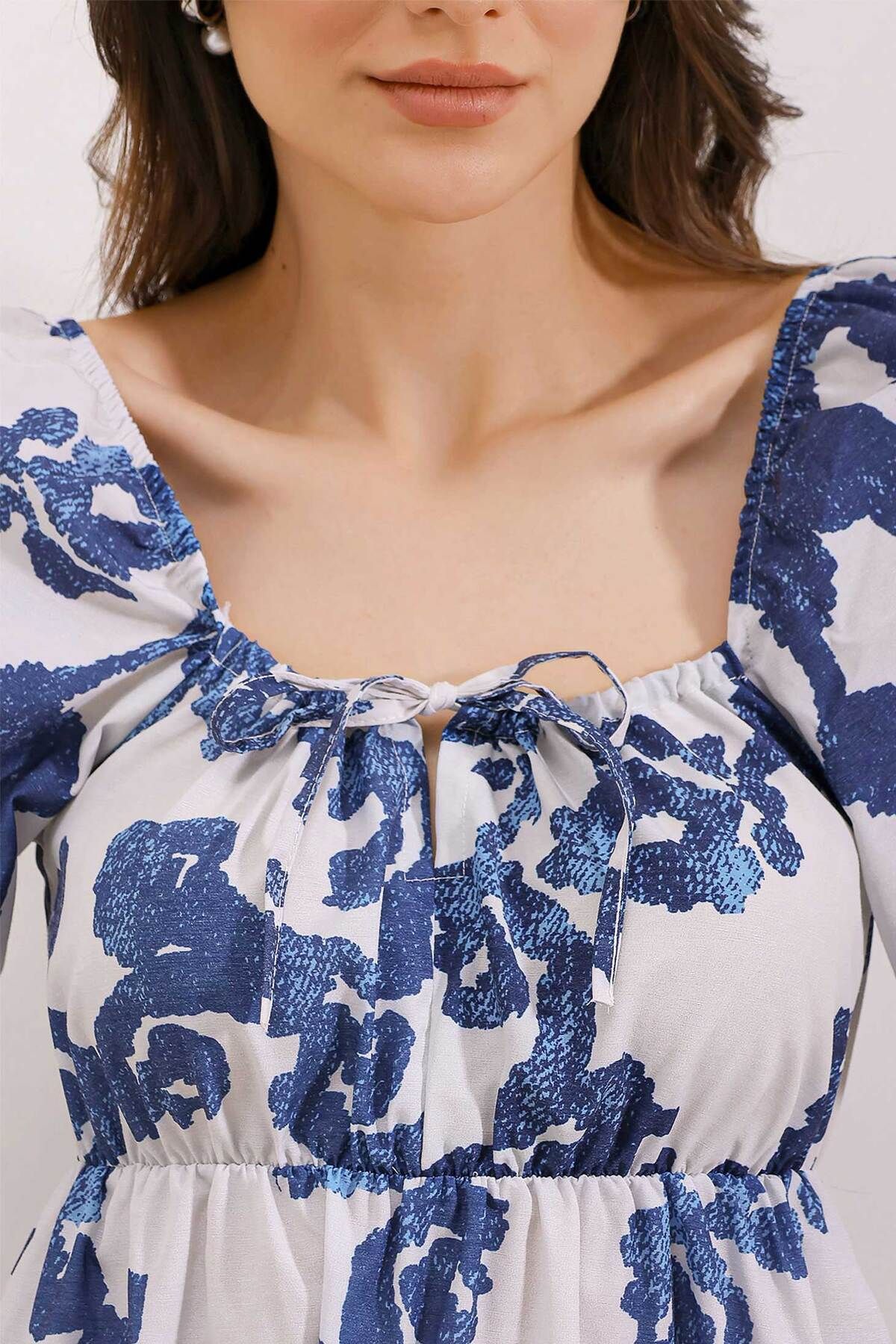 Bigdart-2351 Ausgestelltes Popeline-Kleid - Dunkelblau 4