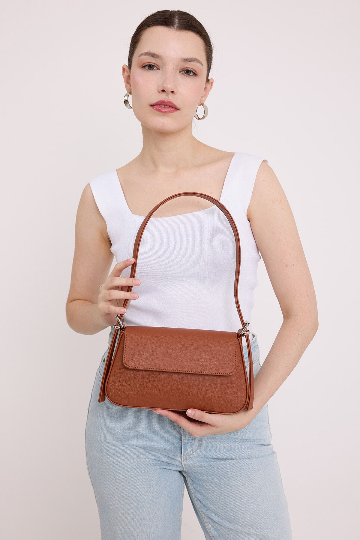 Bigdart Damska Torba Typu Baguette Z Brązowym Pokrowcem - 010169 Kobieta - One Size